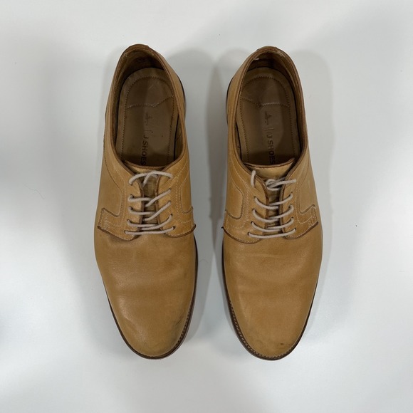 J SHOES MEN\'S VICEROY LACE-UP LEATHER DRESS TAN CAMEL OXFORD SHOES SIZE 12 main image 9